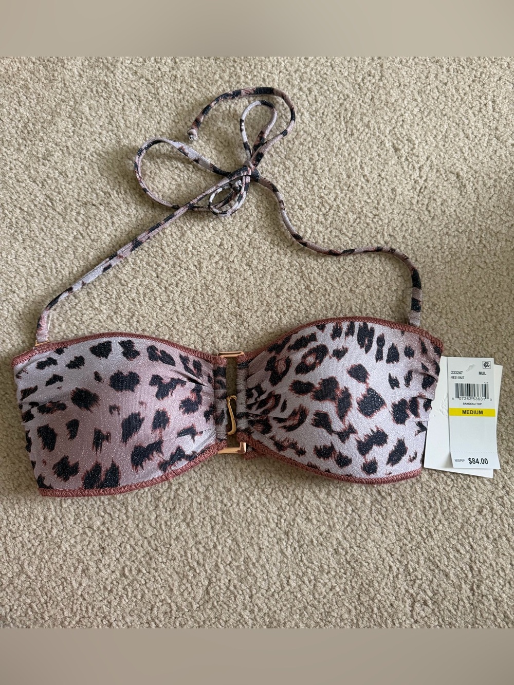 Becca Zanzibar Leopard Print Bandeau Bikini Top